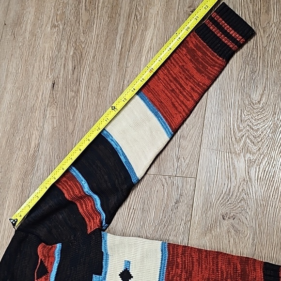 Vintage 70s JCPenny Rust & Brown V Neck Southwest Aztec Knit Pullover Sweater - Picture 16 of 16